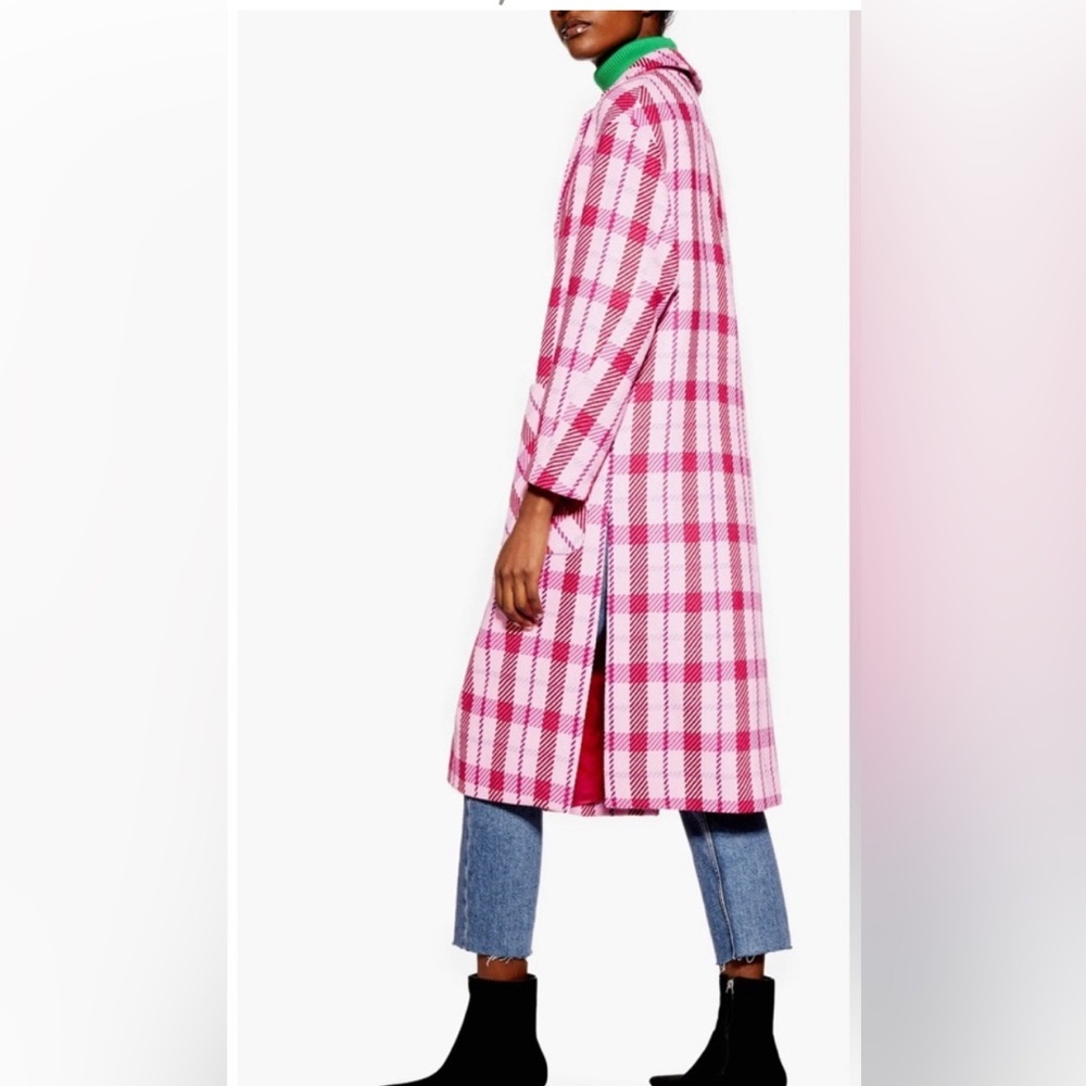 Topshop Suzy check side split coat